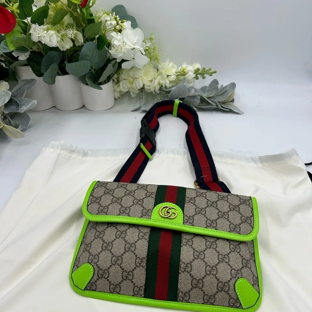 Women's Gucci GG Supreme OPHIDIA belt bag adjustable 80 cm made in Italy - Picture 3 of 10